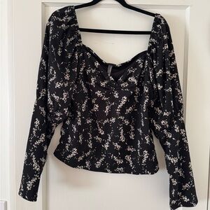 Anthropologie Black Floral Blouse